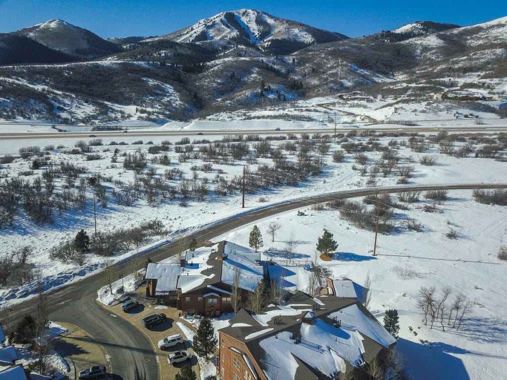 Aerial view of Fox Bay condos